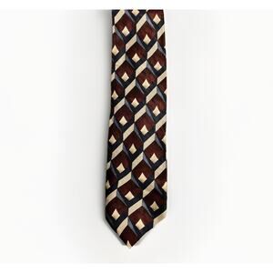Pierre Balmain 100% Silk Tie - Retro Geometric Optical Illusion Design